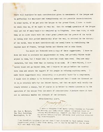 TAFT, WILLIAM HOWARD. Group of three Typed Letters Signed, "WmHTaft," each to correspondent for the Cincinnati Times-Star Gus J. Karger